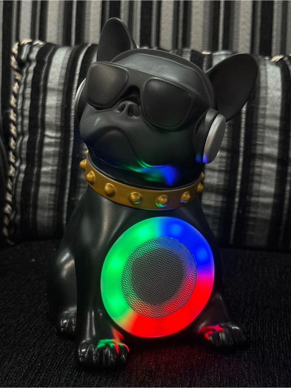 Black LED Bluetooth Speaker with Gold Collar